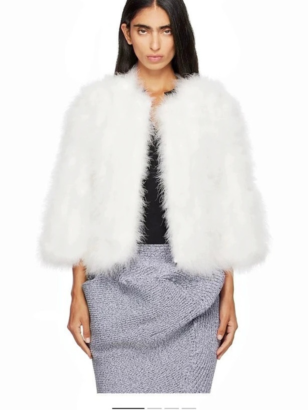 YVES SALOMON Off-White Fur Jacket